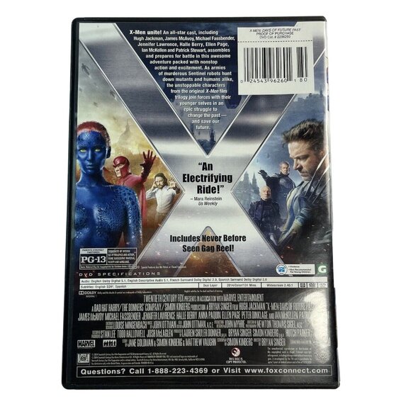 X Men: Days of Future Past Adventure Action Sci Fi DVD 2014 u PG 13 Hugh Jackman - Picture 2 of 2